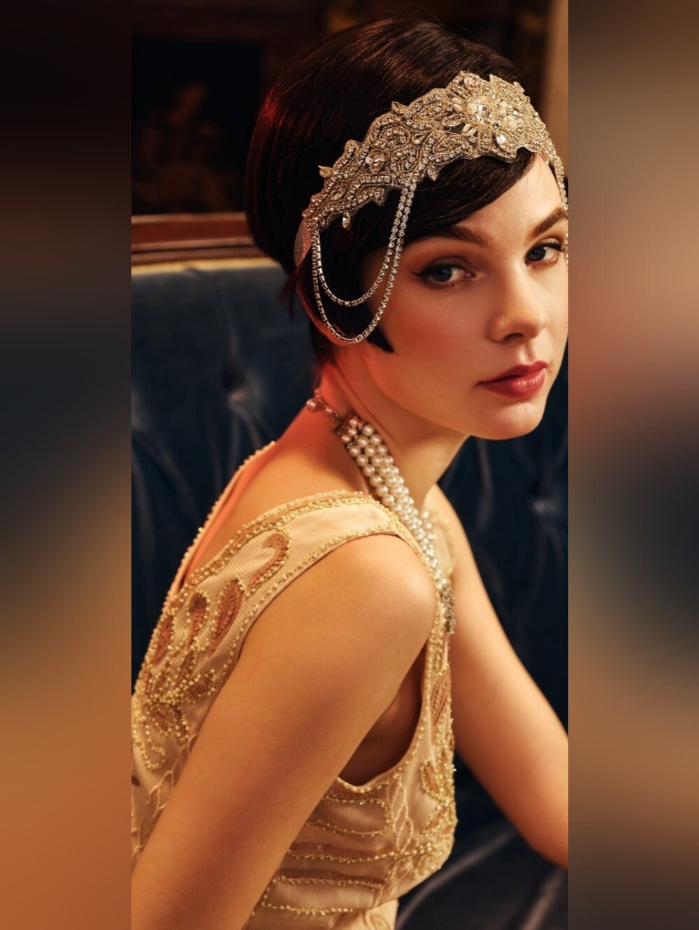 Babeyond Beaded Rhinestone Dangle Vintage-Inspired Headband